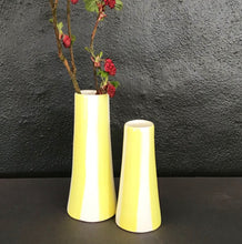 Load image into Gallery viewer, Conical striped vase, a pair, yellow