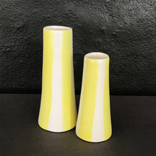 Load image into Gallery viewer, Conical striped vase, a pair, yellow
