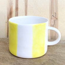 Load image into Gallery viewer, Alberta, light yellow striped cup with a handle, medium size
