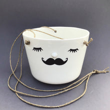Load image into Gallery viewer, Nosy hanging flower pot, large size, closed eyes, mustache