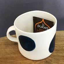 Load image into Gallery viewer, Alberta, cup with a handle, big teal dots, large size
