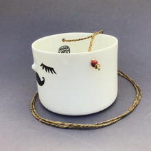 Load image into Gallery viewer, Nosy hanging flower pot, medium size, closed eyes, mustache