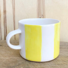 Load image into Gallery viewer, Alberta, light yellow striped cup with a handle, medium size
