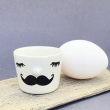 Load image into Gallery viewer, Nosy egg cup, closed eyes, mustache