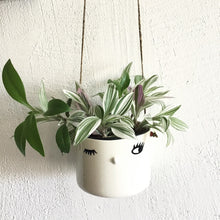 Load image into Gallery viewer, Nosy hanging flower pot, medium size, one open eye.