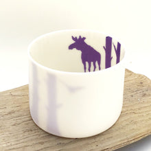 Load image into Gallery viewer, Little Tilley tealight, moose and trees, purple
