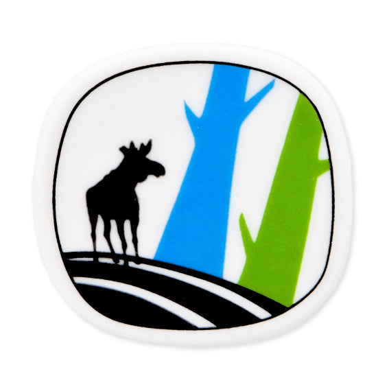 Brooch Moose And Blue And Green Trees