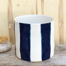 Load image into Gallery viewer, Striped flower pot, large size, teal blue
