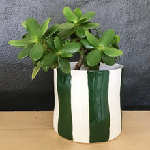 Load image into Gallery viewer, Striped flower pot, large size, dark green

