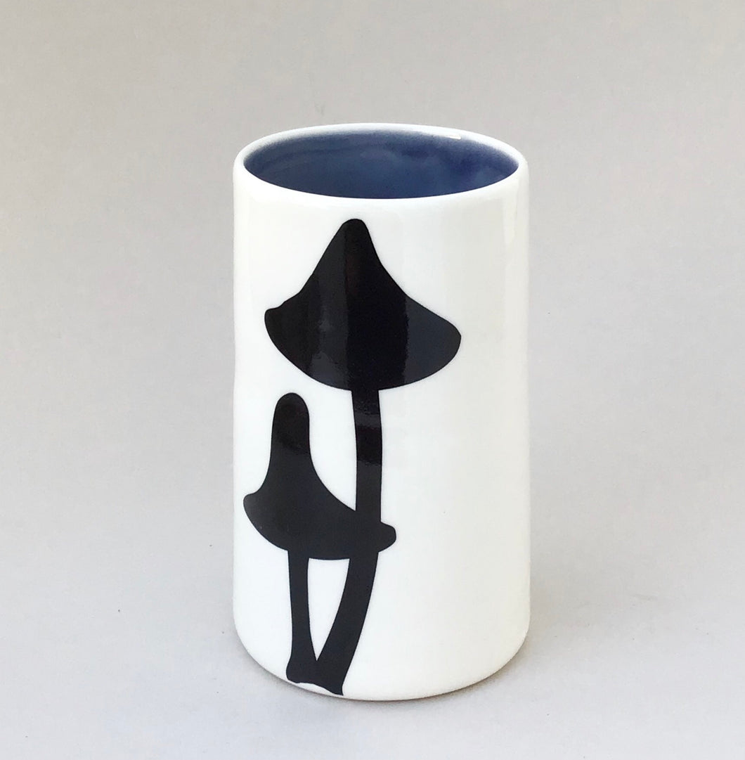Treena vase, fungi, deep grey inside