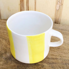 Load image into Gallery viewer, Alberta, light yellow striped cup with a handle,  large size
