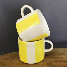 Load image into Gallery viewer, Alberta, light yellow striped cup with a handle, medium size
