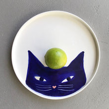 Load image into Gallery viewer, Cat plate, big, blue
