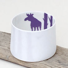 Load image into Gallery viewer, Little Tilley tealight, moose and trees, purple
