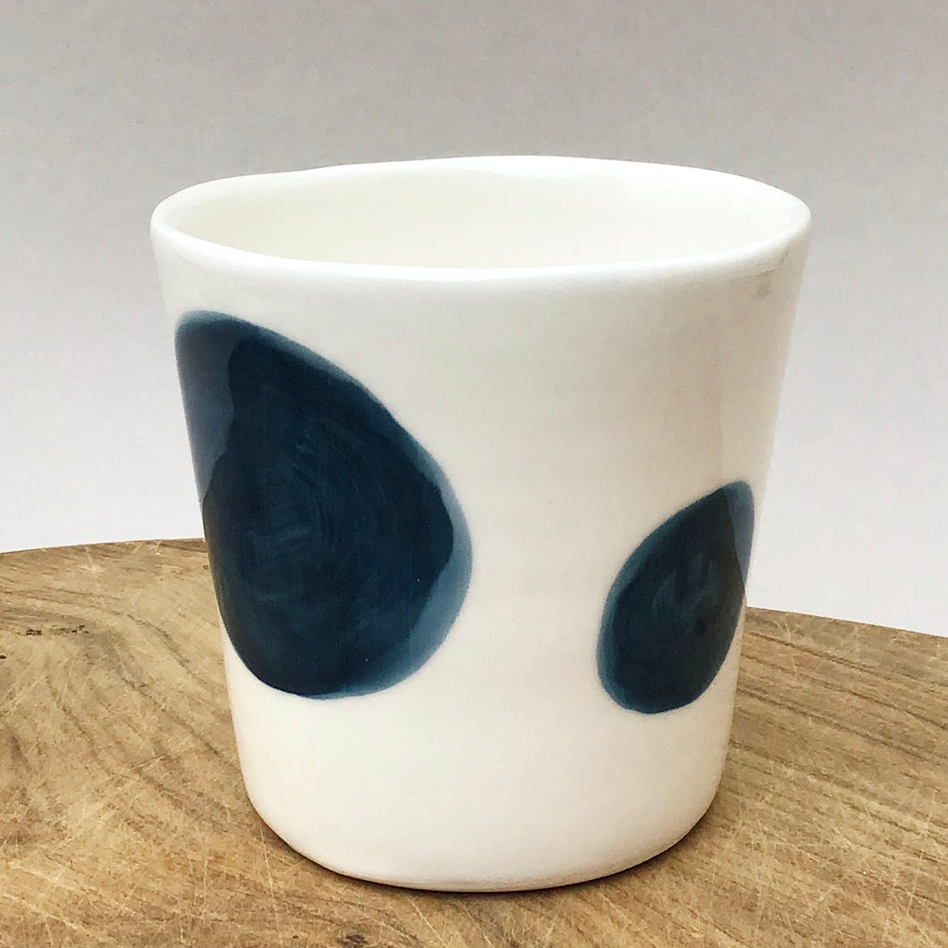 Alberta, teal blue dots cup