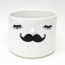 Load image into Gallery viewer, Nosy flower pot, medium size, closed eyes and moustache

