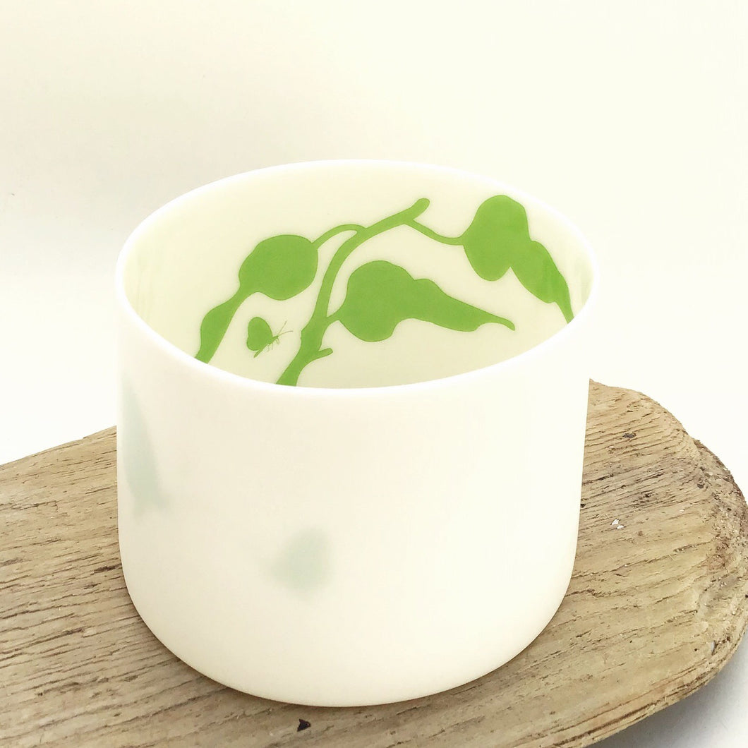 Little Tilley tealight, butterflies and leaves, green